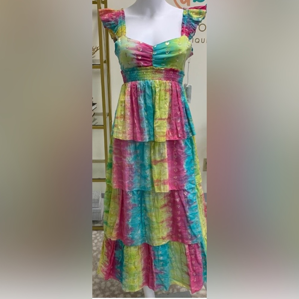 SAYLOR Multicolor Tiered Maxi Skirt